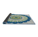 Thickness of Patterned Steel Blue Novelty Rug, pat1913