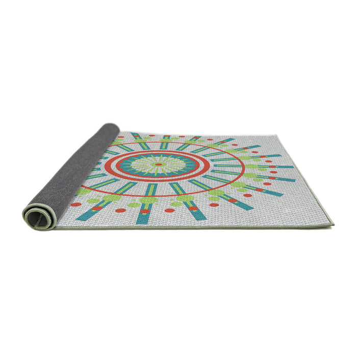Thickness of Patterned Light Rose Green Novelty Rug, pat1916