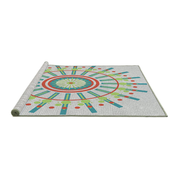 Serging Thickness of Machine Washable Transitional Light Rose Green Rug, wshpat1916