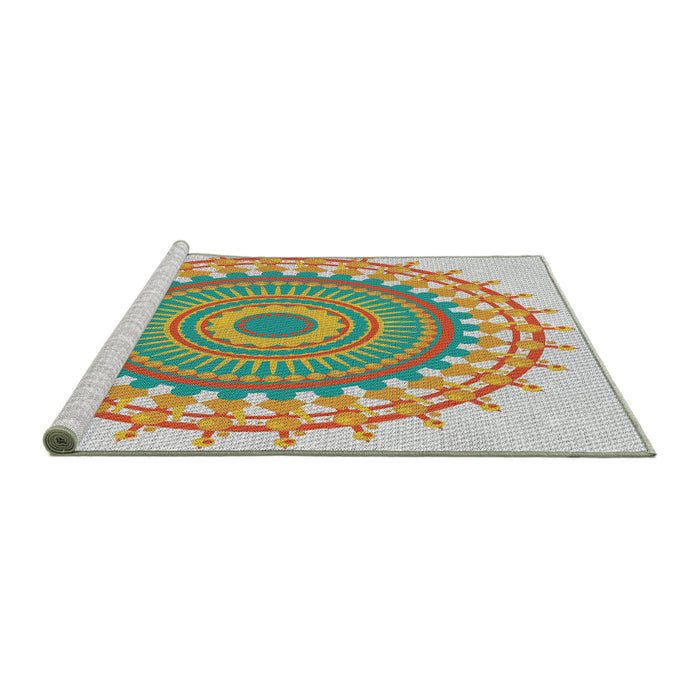 Serging Thickness of Machine Washable Transitional Light Jade Green Rug, wshpat1917