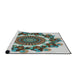 Serging Thickness of Machine Washable Transitional Powder Blue Rug, wshpat1918