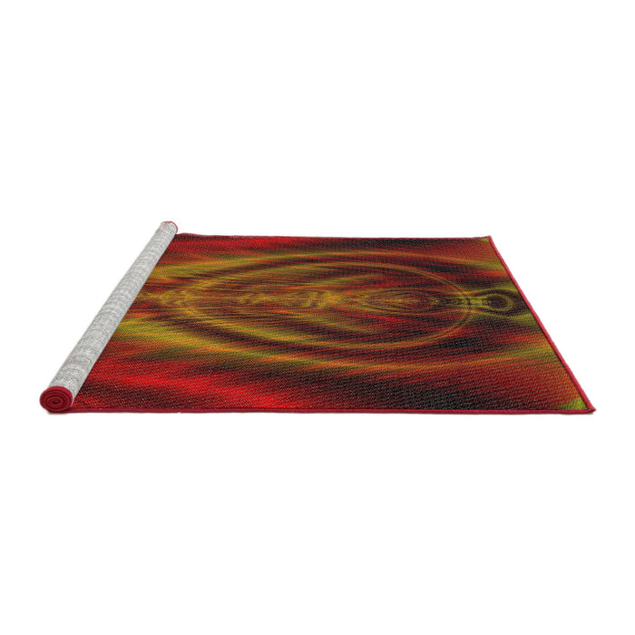 Serging Thickness of Machine Washable Transitional Red Rug, wshpat192