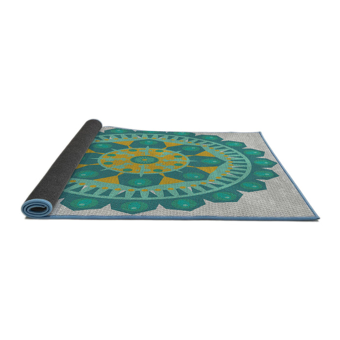 Thickness of Patterned Sea Green Novelty Rug, pat1920