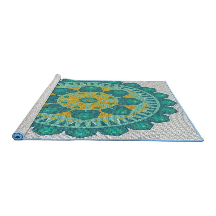 Serging Thickness of Machine Washable Transitional Sea Green Rug, wshpat1920