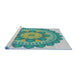 Serging Thickness of Machine Washable Transitional Sea Green Rug, wshpat1920