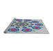 Serging Thickness of Machine Washable Transitional Pale Blue Lily Blue Rug, wshpat1922