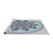 Serging Thickness of Machine Washable Transitional Slate Blue Grey Blue Rug, wshpat1925