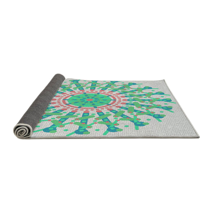 Thickness of Patterned Mint Green Novelty Rug, pat1932