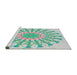 Serging Thickness of Machine Washable Transitional Magic Mint Green Rug, wshpat1932