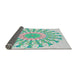 Thickness of Patterned Mint Green Novelty Rug, pat1932