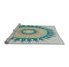 Serging Thickness of Machine Washable Transitional Grayish Turquoise Green Rug, wshpat1933