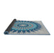 Thickness of Patterned Steel Blue Novelty Rug, pat1934