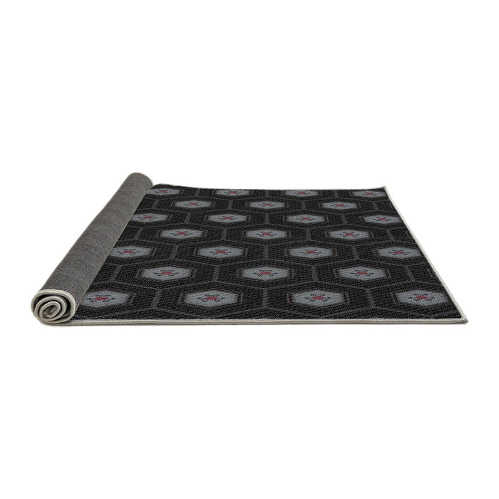 Thickness of Patterned Black Novelty Rug, pat1942