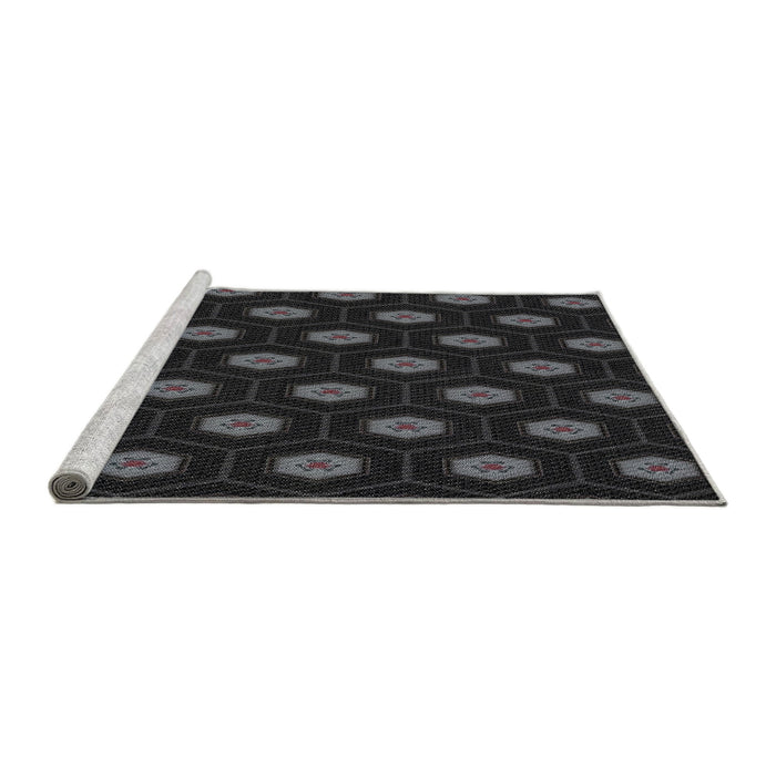 Serging Thickness of Machine Washable Transitional Black Rug, wshpat1942