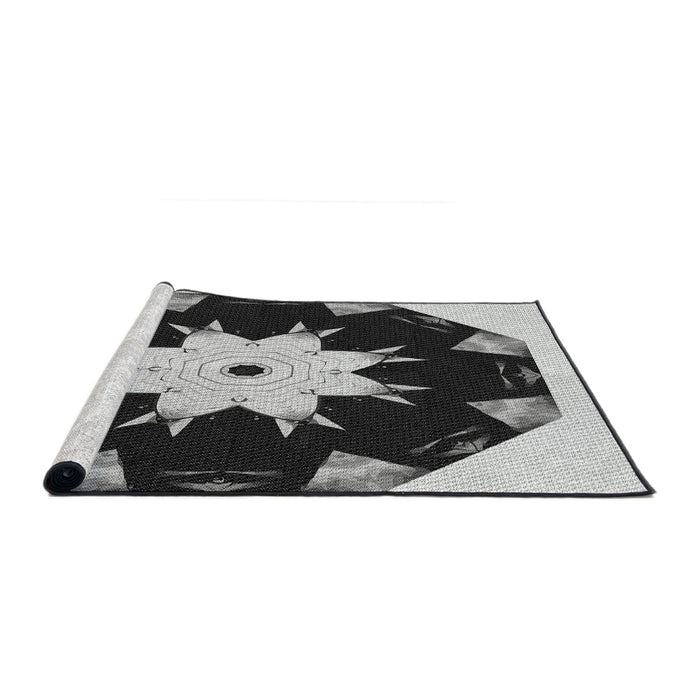 Serging Thickness of Machine Washable Transitional Midnight Gray Rug, wshpat1945