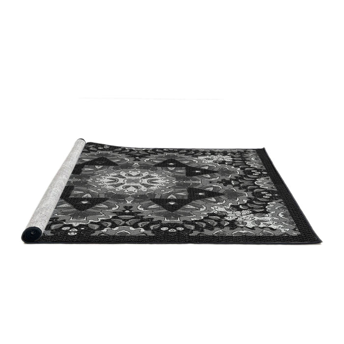 Serging Thickness of Machine Washable Transitional Midnight Gray Rug, wshpat1949