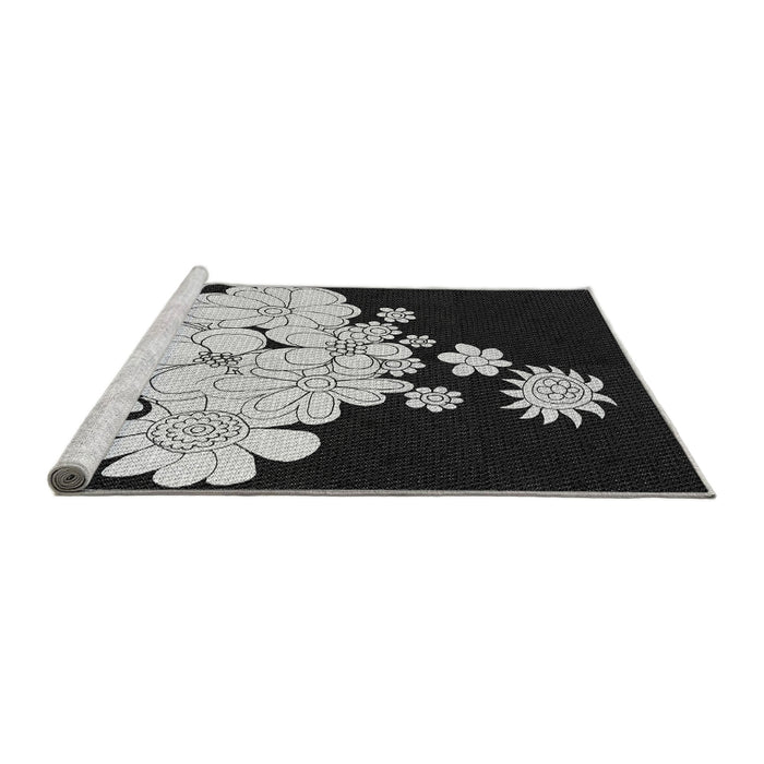 Serging Thickness of Machine Washable Transitional Dark Gray Rug, wshpat1952