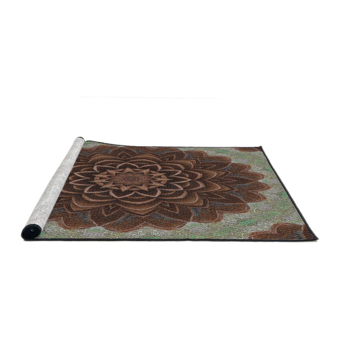 Serging Thickness of Machine Washable Transitional Night Red Rug, wshpat196