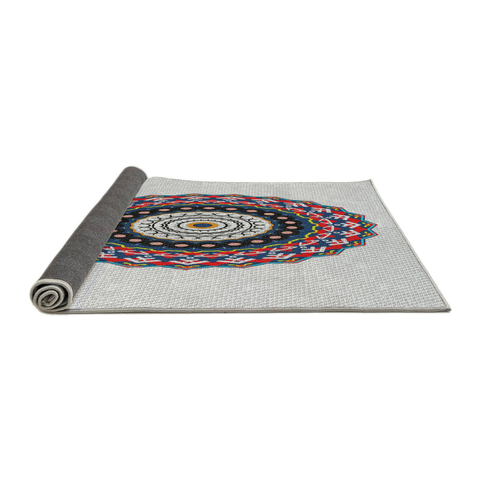 Thickness of Patterned Platinum Gray Novelty Rug, pat1970
