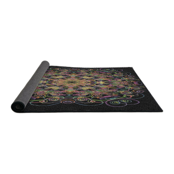 Thickness of Patterned Army Brown Novelty Rug, pat1974