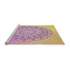 Serging Thickness of Machine Washable Transitional Tulip Pink Rug, wshpat1976