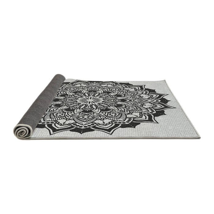 Thickness of Patterned Platinum Gray Novelty Rug, pat1978