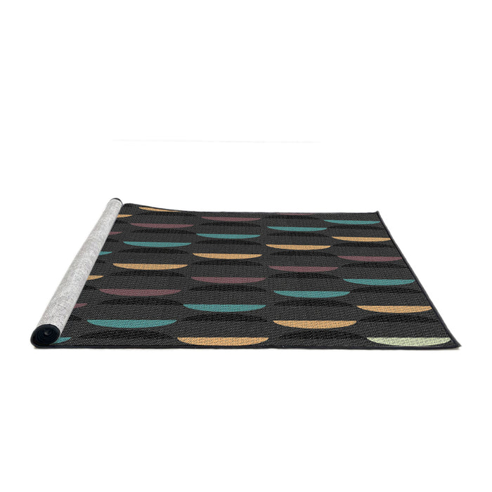 Serging Thickness of Machine Washable Transitional Midnight Gray Rug, wshpat198