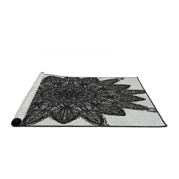 Serging Thickness of Machine Washable Transitional Midnight Gray Rug, wshpat1980