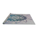 Serging Thickness of Machine Washable Transitional Slate Blue Grey Blue Rug, wshpat1986