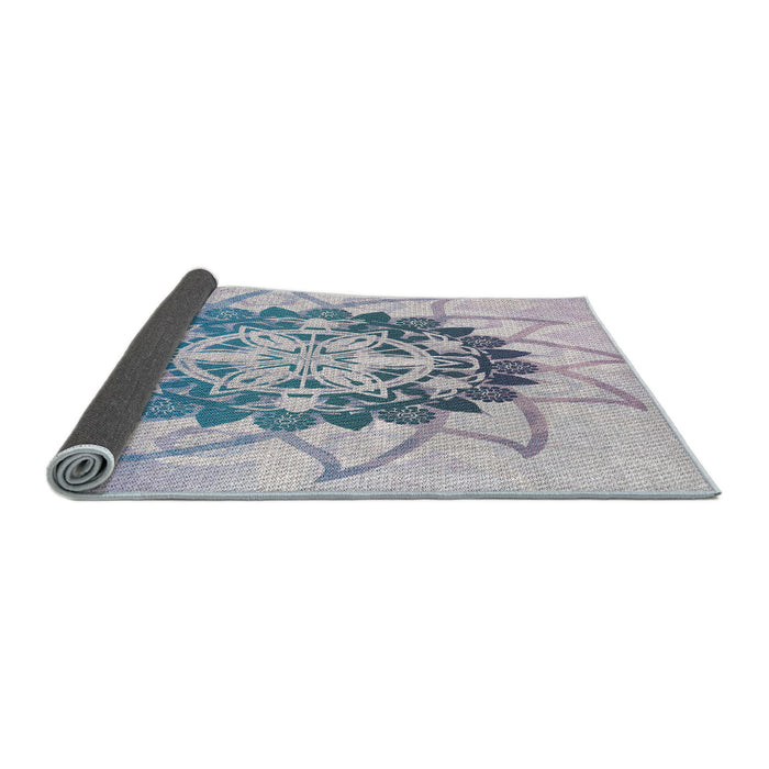 Thickness of Patterned Slate Blue Grey Novelty Rug, pat1986