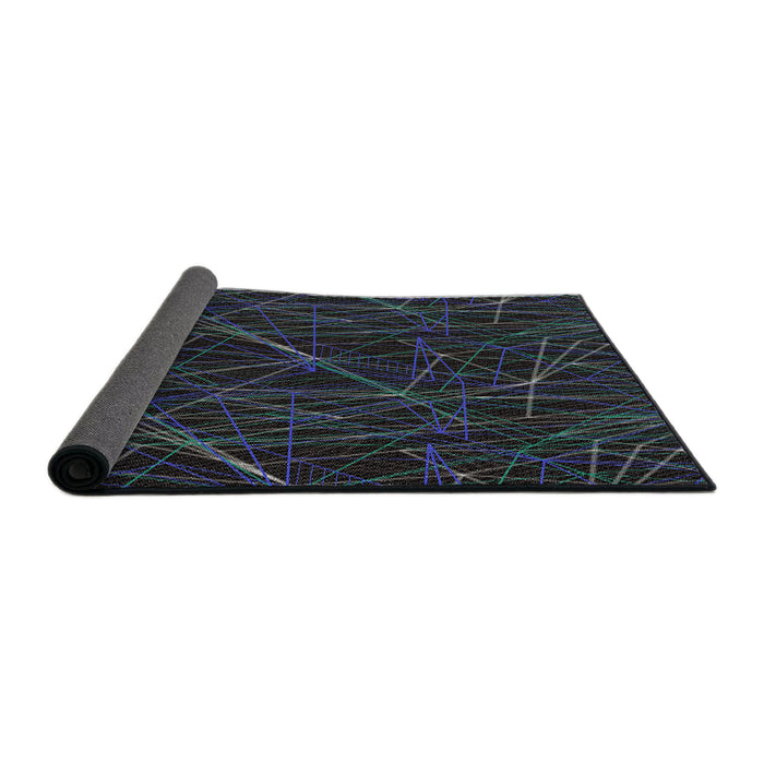 Thickness of Patterned Black Novelty Rug, pat199