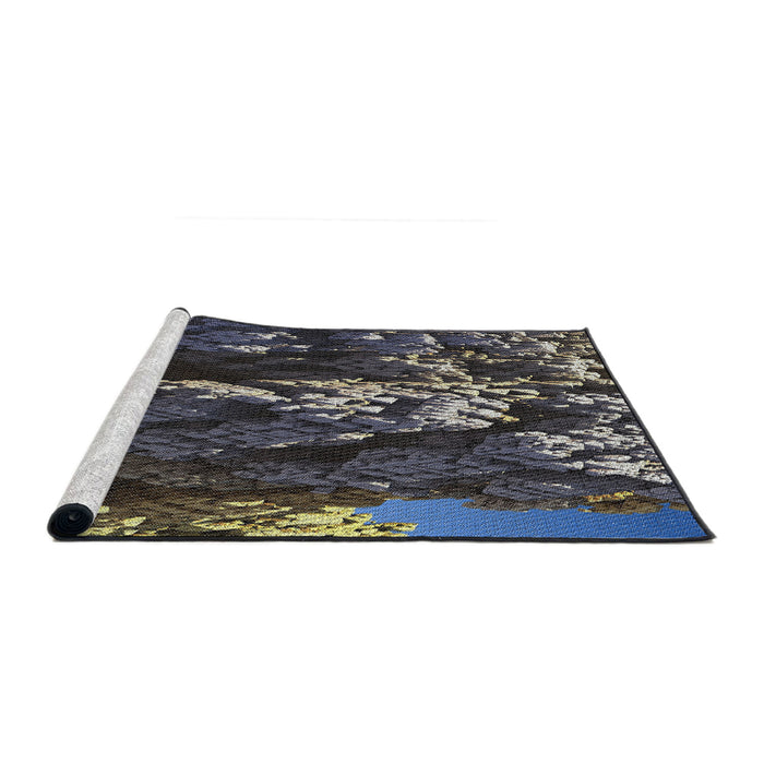 Serging Thickness of Machine Washable Transitional Midnight Gray Rug, wshpat1990