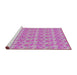 Serging Thickness of Machine Washable Transitional Neon Pink Rug, wshpat1993