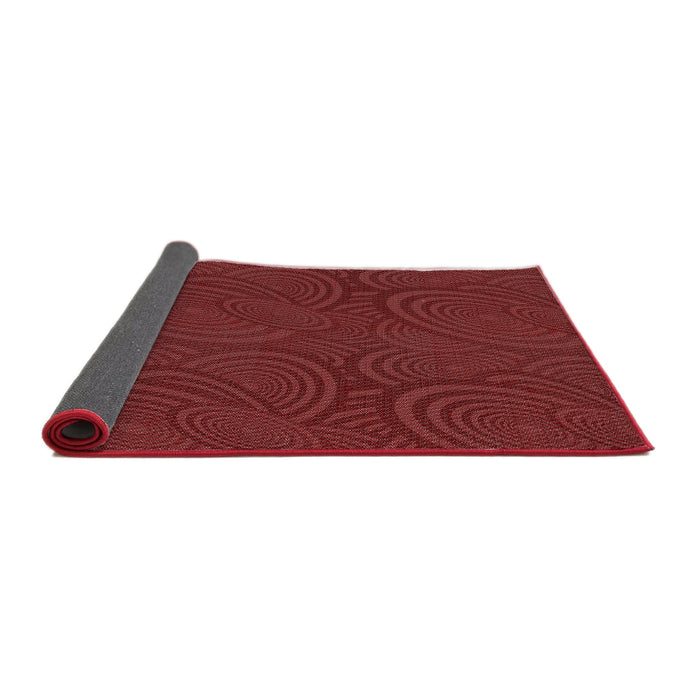 Thickness of Patterned Crimson Red Novelty Rug, pat1997