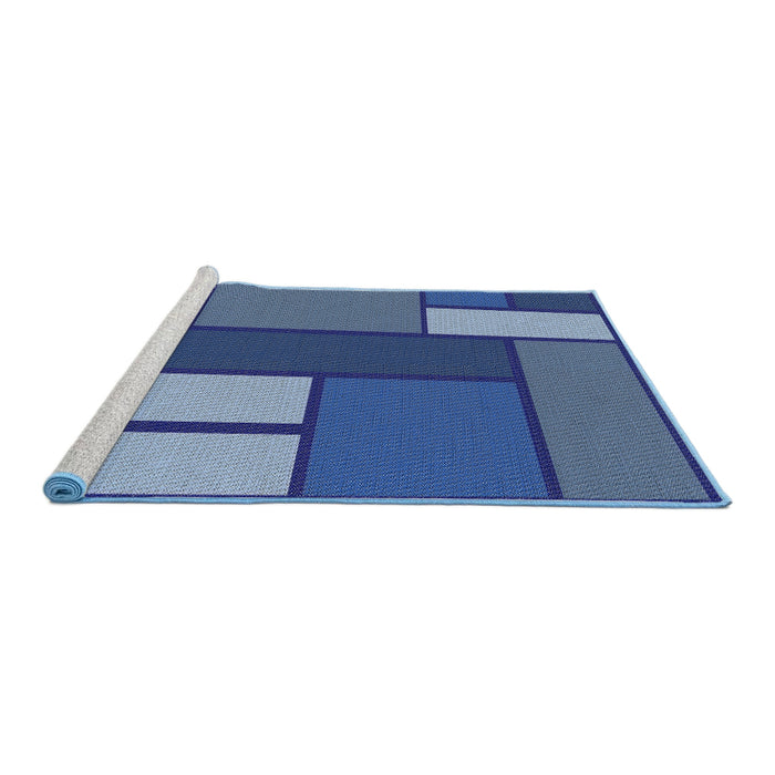 Serging Thickness of Patterned Blue Abstract Machine Washable Rug, wshpat2