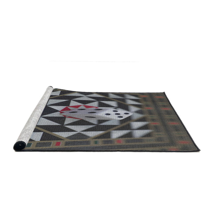 Serging Thickness of Machine Washable Transitional Charcoal Black Rug, wshpat2001
