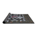 Thickness of Patterned Charcoal Black Novelty Rug, pat2001