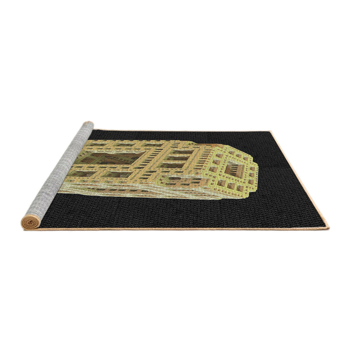 Serging Thickness of Machine Washable Transitional Black Rug, wshpat2003