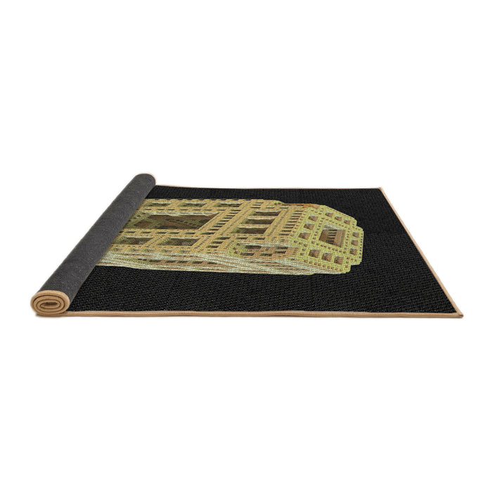 Thickness of Patterned Black Novelty Rug, pat2003