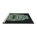 Serging Thickness of Machine Washable Transitional Green Rug, wshpat2004