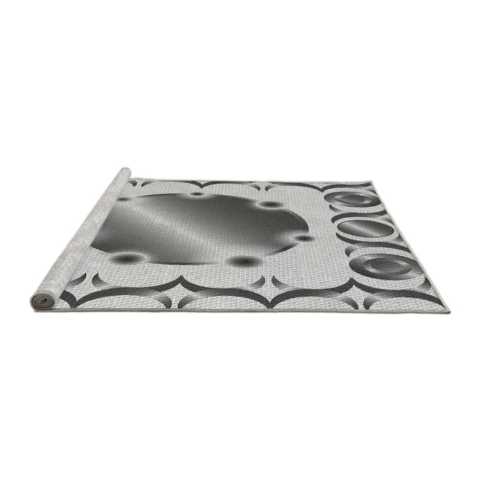 Serging Thickness of Machine Washable Transitional Platinum Gray Rug, wshpat2009