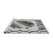 Serging Thickness of Machine Washable Transitional Platinum Gray Rug, wshpat2009