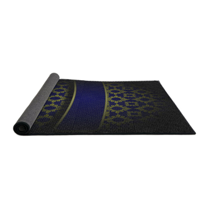 Thickness of Patterned Black Novelty Rug, pat201