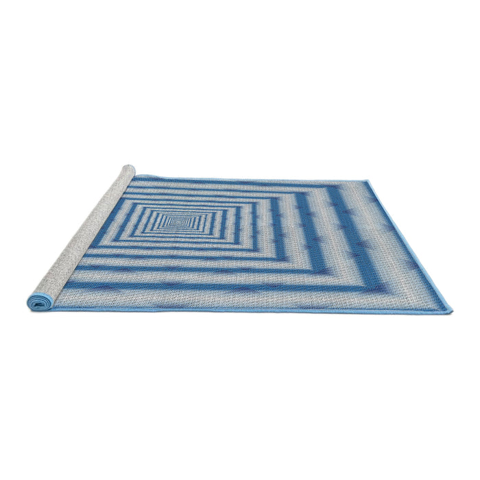 Serging Thickness of Machine Washable Transitional Light Day Blue Rug, wshpat2012