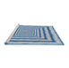 Serging Thickness of Machine Washable Transitional Light Day Blue Rug, wshpat2012