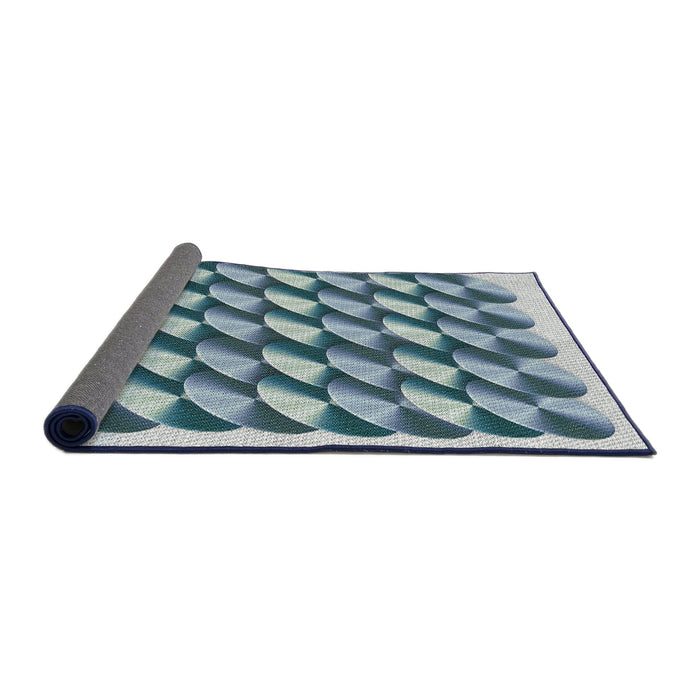 Thickness of Patterned Blue Novelty Rug, pat2013