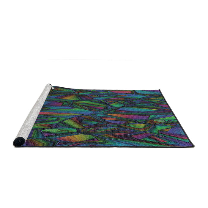 Serging Thickness of Machine Washable Transitional Sea Green Rug, wshpat2020