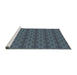 Serging Thickness of Machine Washable Transitional Dark Slate Blue Rug, wshpat2029