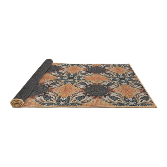 Thickness of Patterned Reddish Brown Novelty Rug, pat2039