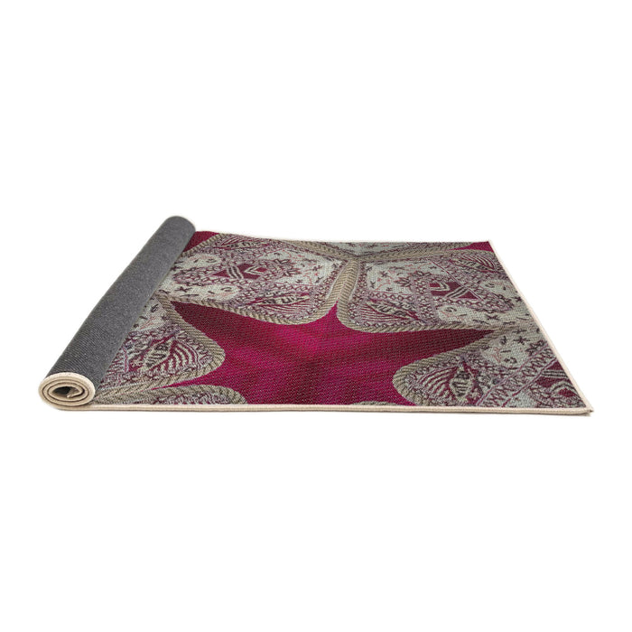Thickness of Patterned Maroon Purple Novelty Rug, pat2040